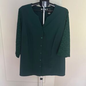 Green Boxy Button Down Shirt with Buttoned Sleeves
